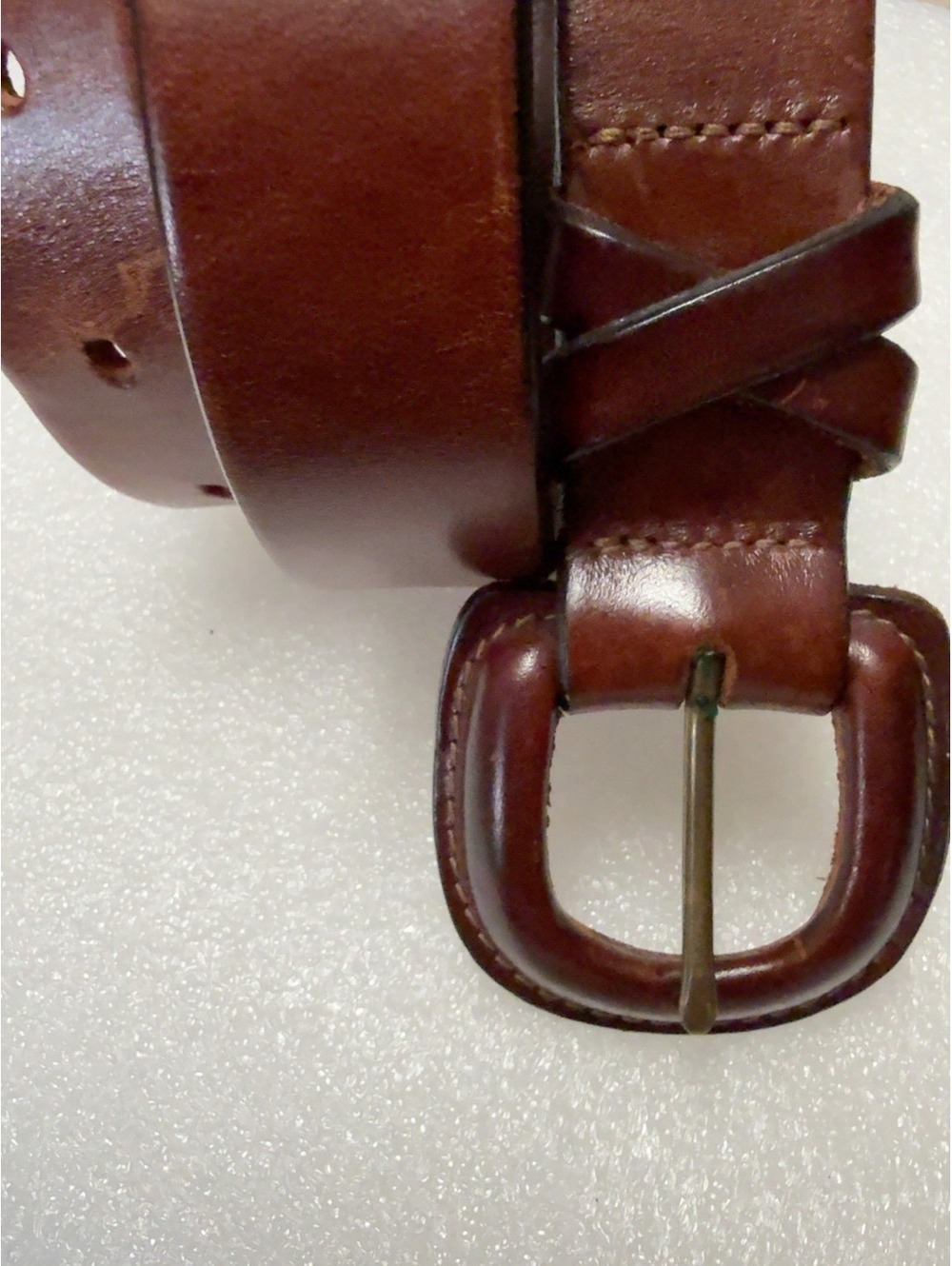 Vintage Eddie Bauer Brown Genuine Leather Belt Made in USA Classic Buckle